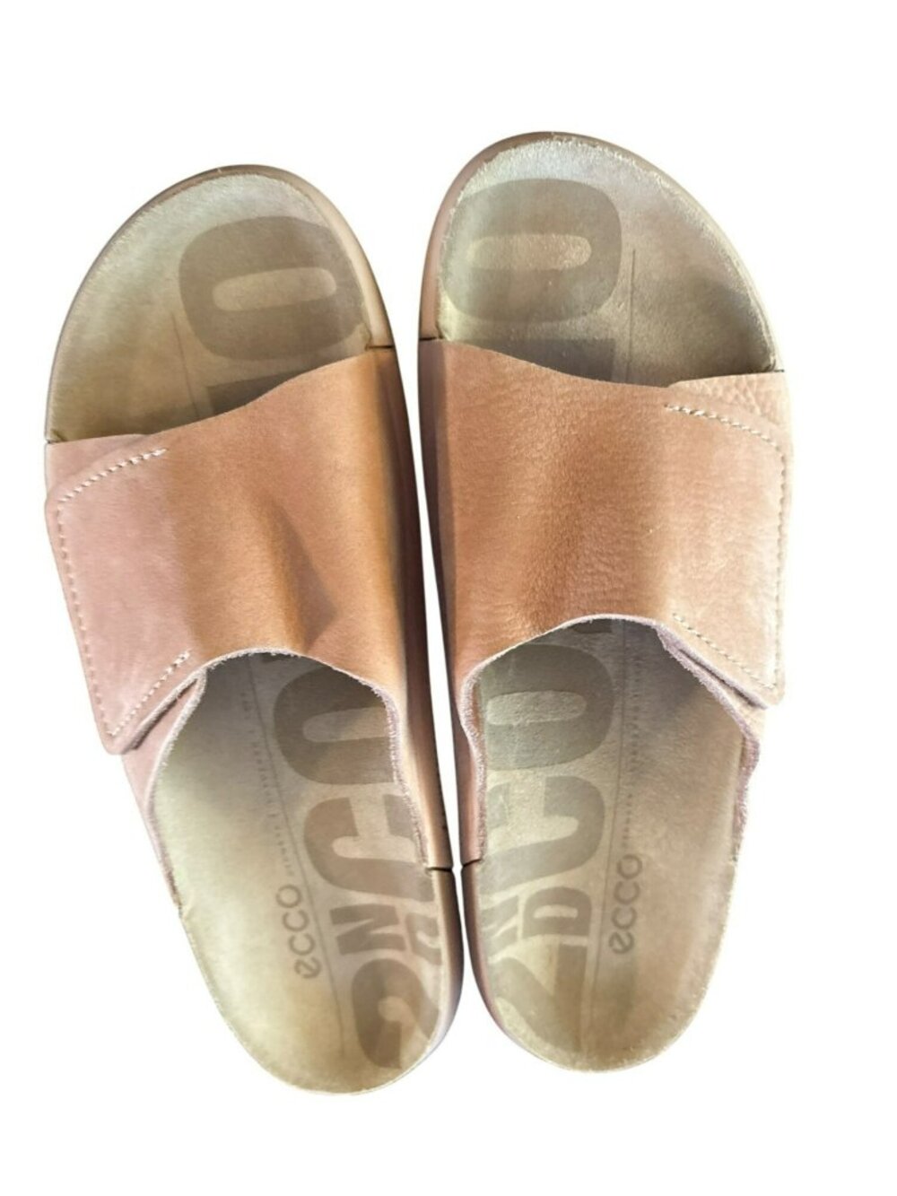 Ecco 2nd Cozmo Fluidform Nubuck Leather Slide Sandals Size 38 EU / US 7-7.5